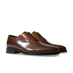 RAPAWALK Coffee Brown & Tan Handcrafted Standard Width Leather Oxfords-image-99