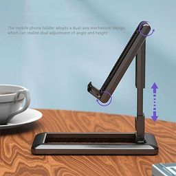 nibar NIBAR® Mobile Holding Tabletop Stand, 180 Perfect View, Height Adjustment, Wide Compatibility, Multipurpose, Anti-Skid Design (Twistand, Black) image 5