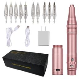 PMU Machine, Wireless Permanent Makeup Machine Kit with 1 Lithium Battery, Tattoo Machine Microblading Supplies for Eyebrows, Lips, Eyeliners With 10 Mix Needles image 1