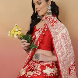 Sangria Ethnic Motifs Printed Saree With Unstitched Blouse Piece-image-37