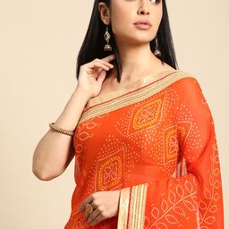 Mitera Zari Poly Georgette Half and Half Bandhani Saree-image-95