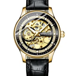 DIOLLO Men Printed Dial & Leather Analogue Automatic Motion Powered Watch DIO21-GOLD-38