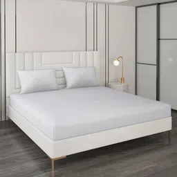 Monte Carlo Grey Ethnic Motifs 400 TC King Bedsheet with 2 Pillow Covers-image-96
