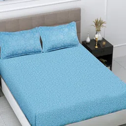 FABINALIV Blue Printed Woollen 300 TC King Bedsheet with 2 Pillow Covers 2.50 m x 2.25 m-image-15