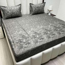 Pure Decor Royal Majestic Grey Printed Pure Cotton 400 TC King Bedsheet Set 2.74x 2.74 m-image-41
