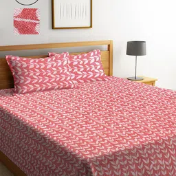 Klotthe Pack of 2 Red Woven Design Double Bed Cover With 4 Pillow Covers-21