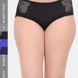 Amour Secret Women Pack of 3 Anti-Microbial Hipster Briefs P3327_Blk_Blu_Nblu-image-98