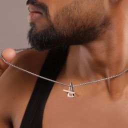 The Roadster Lifestyle Co. Men Silver Toned Contemporary CZ Pendant With Chain-46