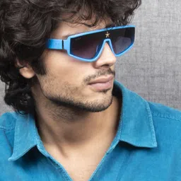 Ted Smith Unisex Grey Lens & Blue Shield Sunglasses with UV Protected Lens MILLIONAIRE_C6-41