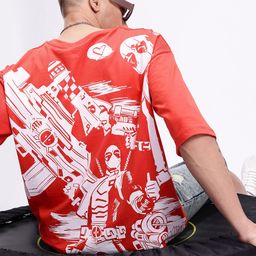 Kook N Keech Marvel Deadpool Printed Drop-Shoulder Sleeves Pure Cotton Relaxed Fit T-shirt-image-63