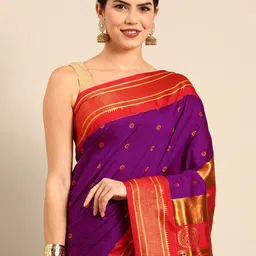 Varkala Silk Sarees Ethnic Motifs Zari Silk Blend Handloom Paithani Saree-picture-20