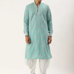 cbazaar Men Embroidered Regular Sequinned Kurta with Dhoti Pants-picture-13