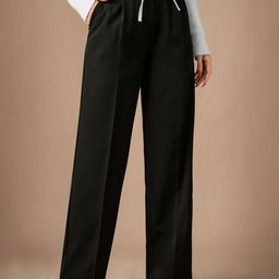 SAKHWALA Women Relaxed Straight Leg High-Rise Wrinkle Free Pleated Trousers-picture-18