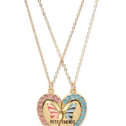 Carlton London Girls Pack Of 2 Rose Gold-Plated CZ Enamelled Necklace-picture-18