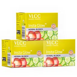 VLCC Set Of 3 Insta Glow Herbal Bleach With Cucumber & Rose Petals - 27 g Each-2