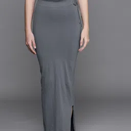 Inddus Women Charcoal Grey Solid High Compressed Seamless Saree Shapewear with Drawstring-picture-19
