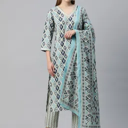 Readiprint Fashions Women Printed Regular Sequinned Pure Cotton Kurta with Palazzos & With Dupatta-picture-15