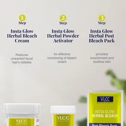 VLCC Set Of 6 Insta Glow Herbal Bleach With Cucumber & Rose Petals - 27 g Each image 4