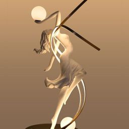 THE STELLAR KRAFT  White & Black Wooden Lady In Flames Floor Lamp-44
