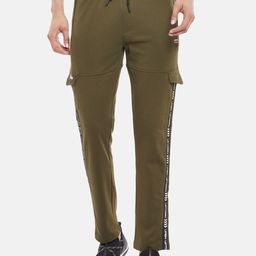 Ajile by Pantaloons Men Olive-Green Solid Pure Cotton Slim-Fit Track Pants-picture-42