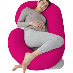 DADDY COOL Pink Fiber Filled Cotton Breathable C Shaped Maternity Pillow-image-81