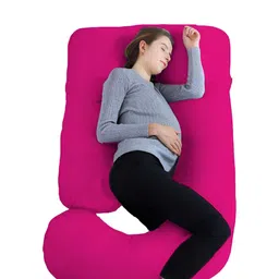 DADDY COOL Pink Fibre Filled Cotton Breathable J Shape Maternity Pillow-13