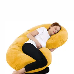 Mom's Moon Gold-Toned Fibre Filled Faux Velvet Lightweight Maternity Pillow-image-55