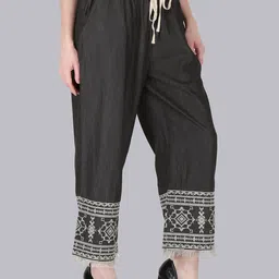 SUMAVI-FASHION Women Embroidered Straight Fit Denim Trousers-image-49