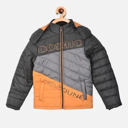 Crimsoune Club Boys Grey & Orange Colourblocked Padded Jacket-image-30