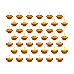 CVANU 50 Pieces Brown & Yellow Diya Self-Adhesive Wall Stickers-picture-0