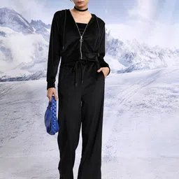 Tokyo Talkies Tube Top with Hooded Sweatshirt and Wide Leg Trouser-40