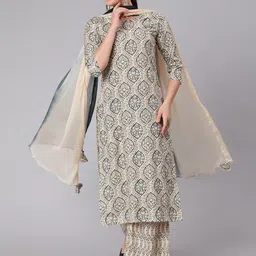 KIMAYRA Floral Printed Kurta with Palazzos & With Dupatta-picture-14