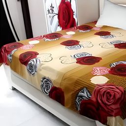 Supreme Home Collective Gold Toned & Red Floral 144 TC Queen Bedsheet-image-84