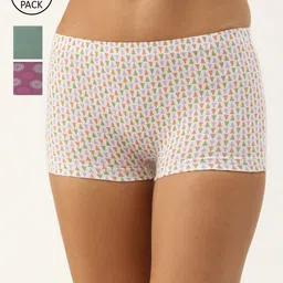Leading Lady Women Pack Of 3 Pure Cotton Printed Boy Shorts L-219-3-XS-picture-24