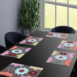 Dakshya Industries Blossom White & Red 6 Pieces Printed Rectangular Table Placemats-14