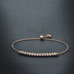 MINUTIAE Women Rose Gold & White Brass Crystals Handcrafted Rose Gold-Plated Link Bracelet-image-43