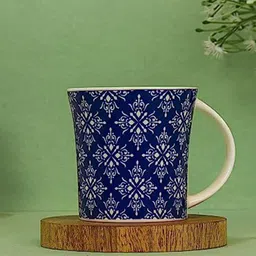 Femora Blue & White 6 Pieces Ceramic Printed Ceramic Glossy Cups 160 ml-43