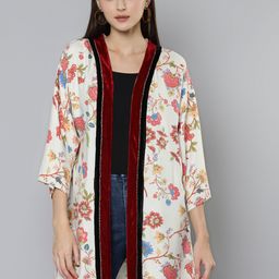 SCOUP Women Multicoloured Printed Embroidered Longline Shrug-34