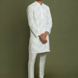 VASTRAMAY Boys Embroidered Regular Mirror Work Straight Kurta with Pyjamas-18