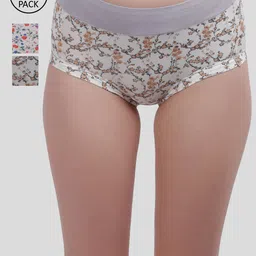 Amour Secret Women Pack of 3 Printed Mid-Rise Hipster Briefs-P2814_Bwn_Org_Pnk-image-56