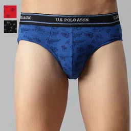 U.S. Polo Assn. Men Multi Solid Cotton Briefs Pack of 3 I615-BIB-P3-46