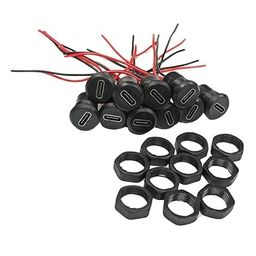 ESPTRONICS 10 Pcs Type C Female USB Panel Mount Socket Connector with Wire for Electronic Circuits and DIY Kit. image 1