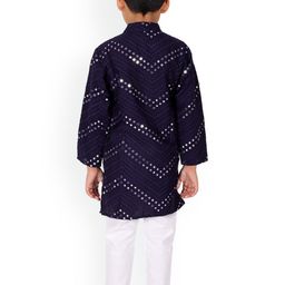 Superminis Boys Chevron Embroidered Regular Mirror Work Kurta with Trousers image 4
