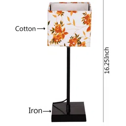 Devansh White & Yellow Floral Printed Square Table Lamp image 2
