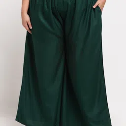 TAG 7 PLUS Women Plus Size Green Flared Ethnic Palazzos-picture-11