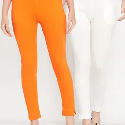 TAG 7 Pack of 2 Off-White & Orange Ankle-Length Leggings-image-61