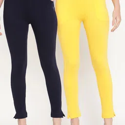 TAG 7 Pack of 2 Yellow & Navy Blue Ankle-Length Leggings-image-96