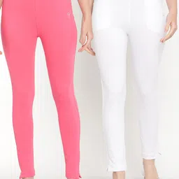 TAG 7 Pack of 2 White & Pink Ankle-Length Leggings-16