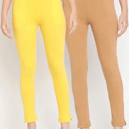 TAG 7 Pack of 2 Yellow & Beige Ankle-Length Leggings-image-52