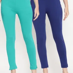 TAG 7 Women Set of 2 Blue Ankle Length Leggings-image-43
